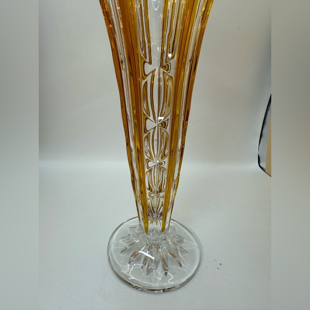 Vintage Art Deco Amber and Clear Crystal Bud Vase - Picture 2 of 7